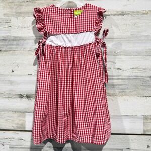 Classic Whimsy Dress Girls 10 Red Gingham Flutter Sleeve Cottagecore EUC